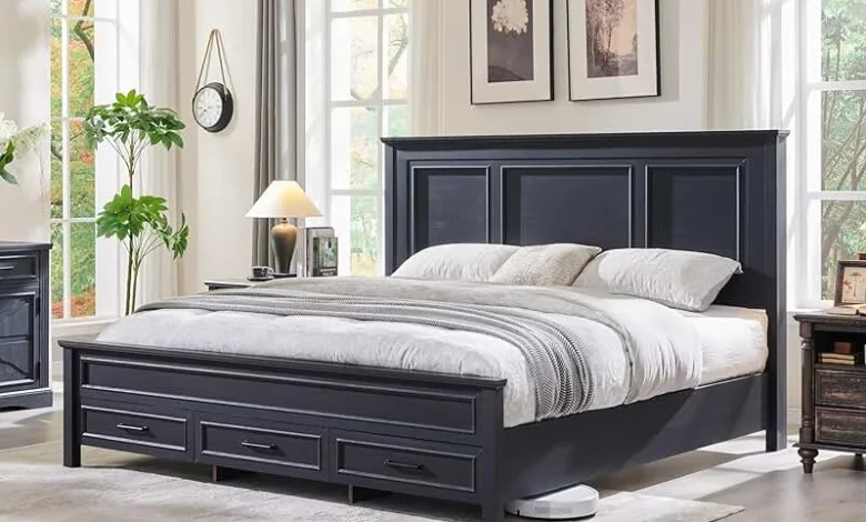 Accohoho Rustic King Size Bed Frame Assembly Video